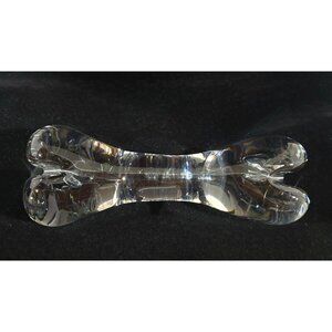 1970s Val St. LambertCrystal Bone Paperweight Decorative Art 7" Long Unique Desi